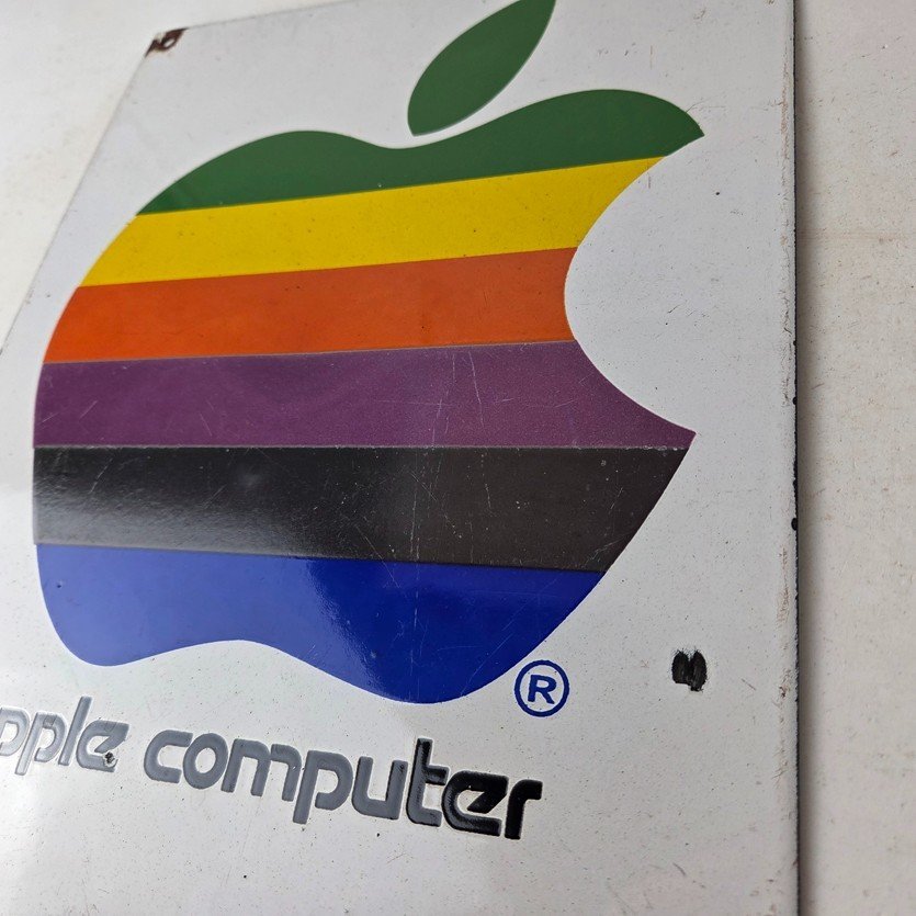 Vintage Apple Computers Sign - Authorized Dealer Service Gas Porcelain Sign - Image 13