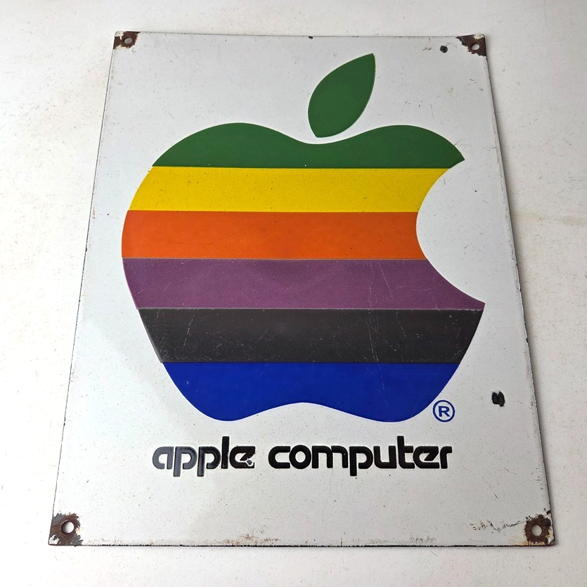 Vintage Apple Computers Sign - Authorized Dealer Service Gas Porcelain Sign - Image 15