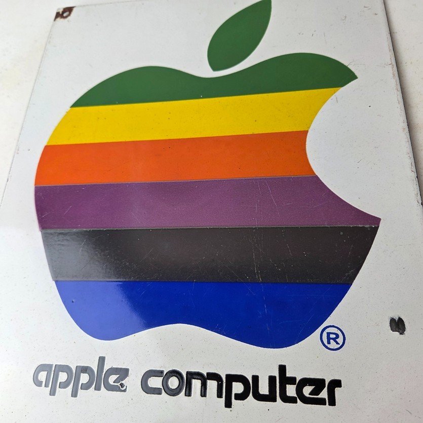 Vintage Apple Computers Sign - Authorized Dealer Service Gas Porcelain Sign - Image 4