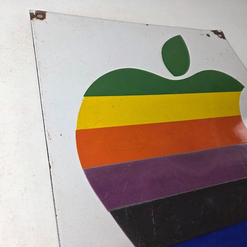 Vintage Apple Computers Sign - Authorized Dealer Service Gas Porcelain Sign - Image 5
