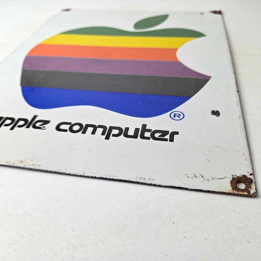Vintage Apple Computers Sign - Authorized Dealer Service Gas Porcelain Sign - Image 10