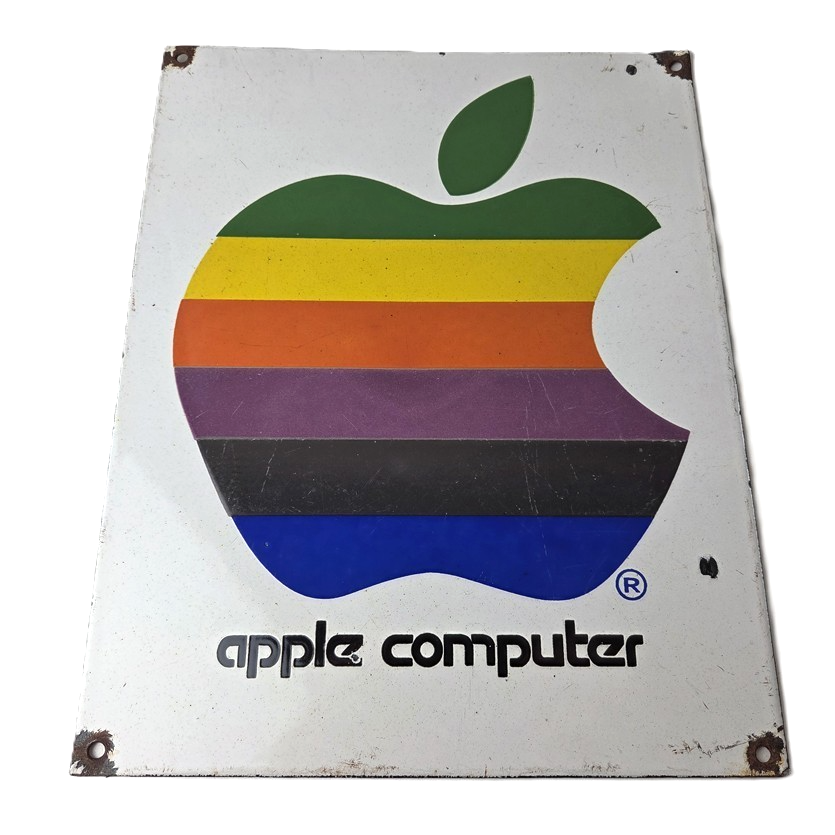 Vintage Apple Computers Sign - Authorized Dealer Service Gas Porcelain Sign