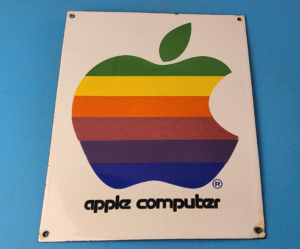 Vintage Apple Computers Sign Service Dealer Electronic Gas Pump Porcelain Sign 305887958216