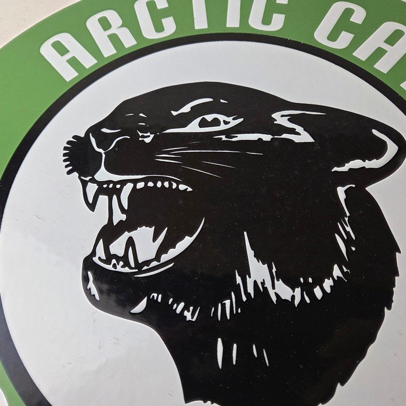 Vintage Arctic Cat Snowmobiles Sign - Sales Winter Sled Porcelain Gas Pump Sign - Image 3