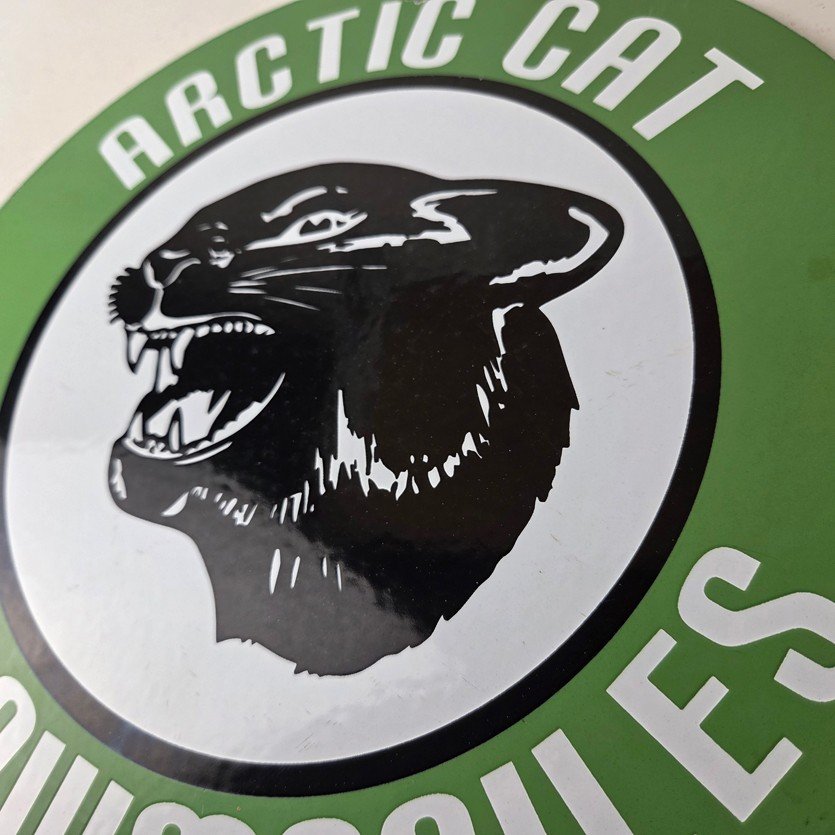 Vintage Arctic Cat Snowmobiles Sign - Sales Winter Sled Porcelain Gas Pump Sign - Image 4