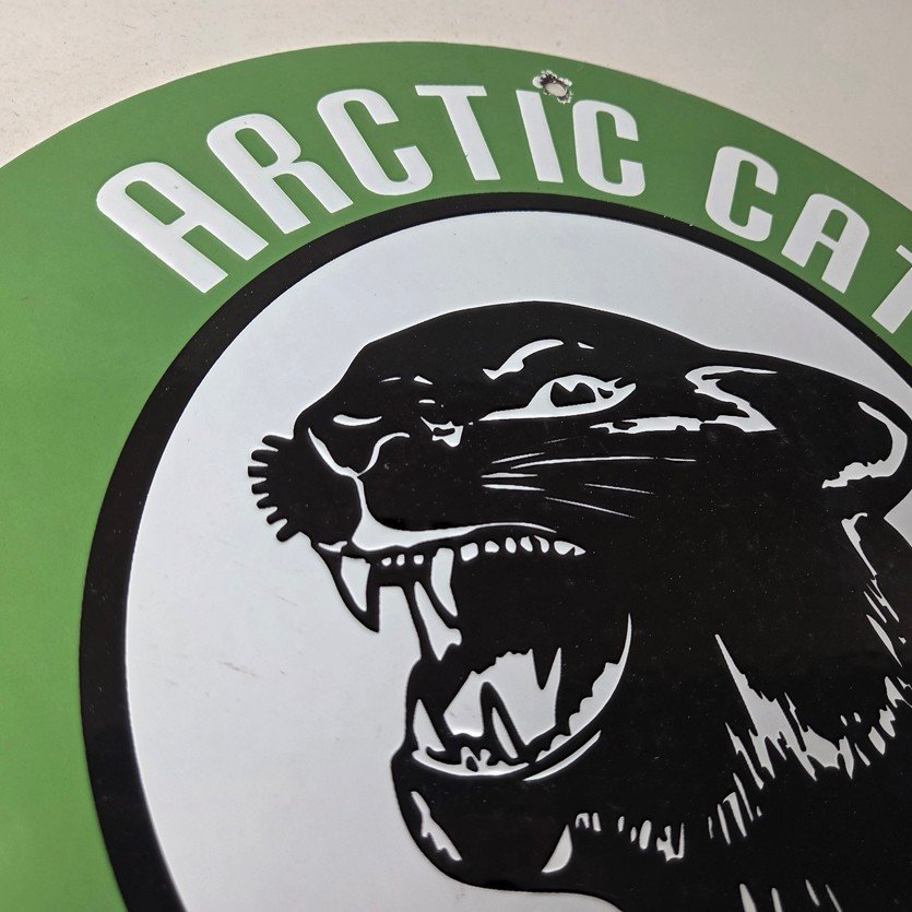 Vintage Arctic Cat Snowmobiles Sign - Sales Winter Sled Porcelain Gas Pump Sign - Image 5