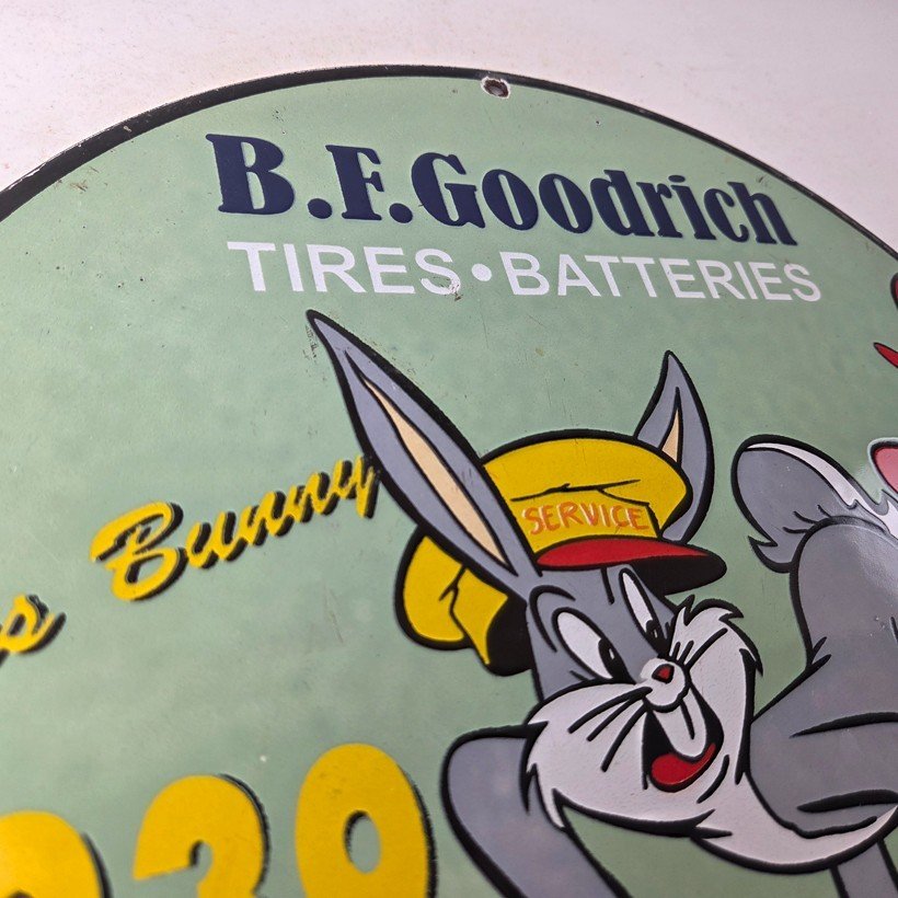 Vintage B.F. Goodrich Tires Porcelain Sign - Old Auto Car Mechanic Gas Pump Sign - Image 5