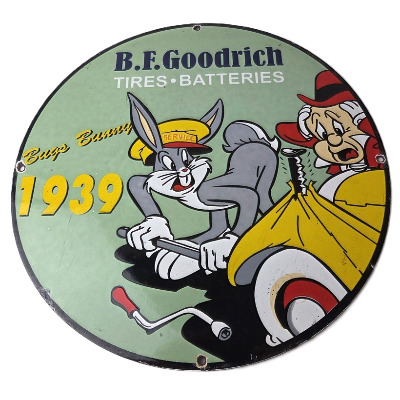 Vintage B.F. Goodrich Tires Porcelain Sign - Old Auto Car Mechanic Gas Pump Sign