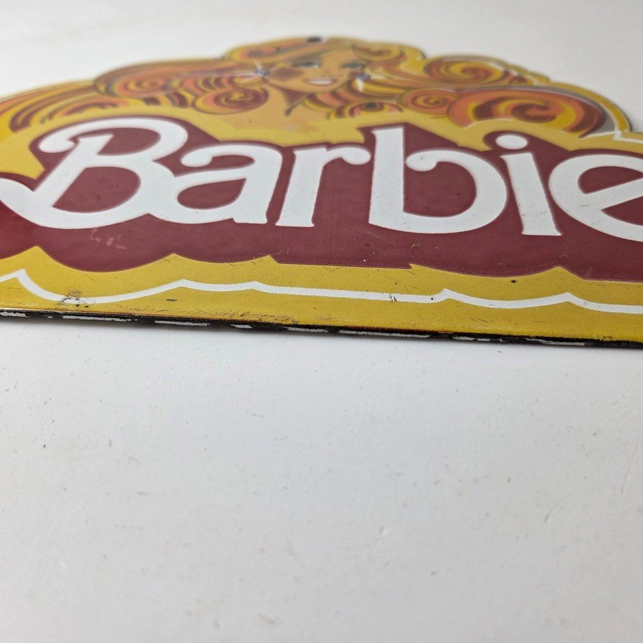 Vintage Barbie Mattel Toys Sign - Porcelain Advertisement Store Gas Pump Sign - Image 11