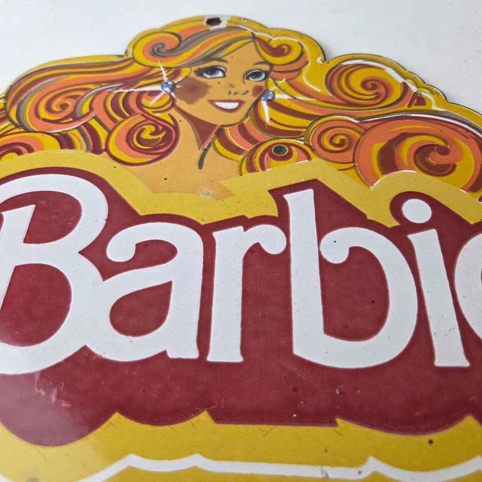 Vintage Barbie Mattel Toys Sign - Porcelain Advertisement Store Gas Pump Sign - Image 12