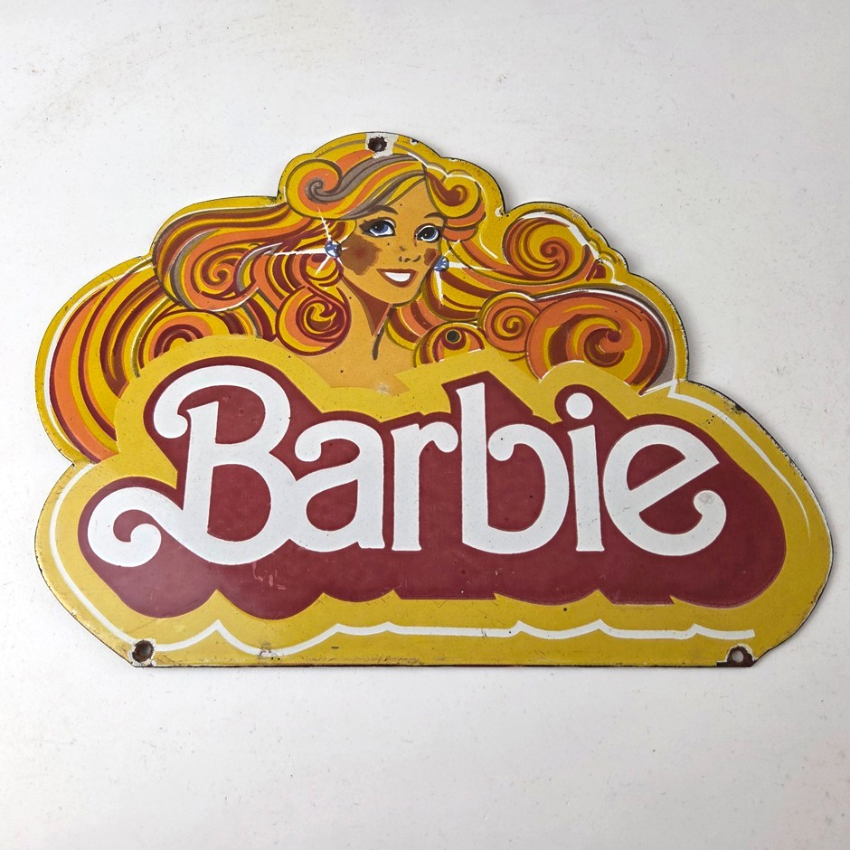 Vintage Barbie Mattel Toys Sign - Porcelain Advertisement Store Gas Pump Sign - Image 13