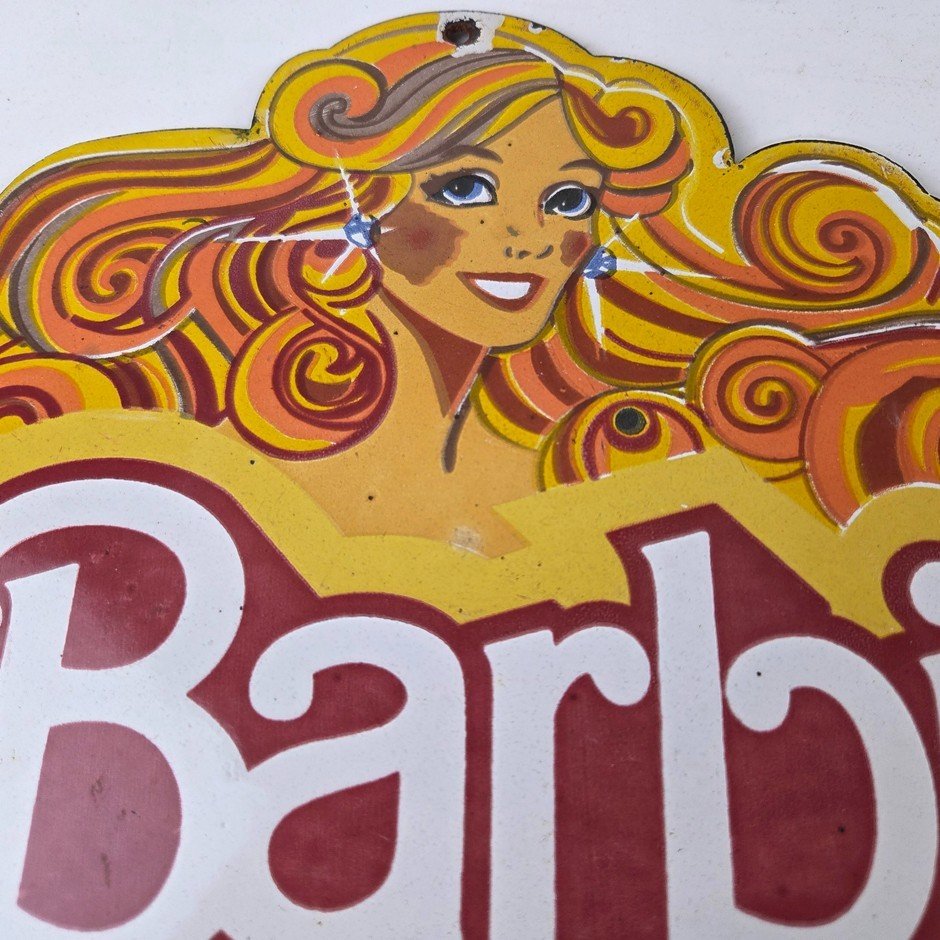 Vintage Barbie Mattel Toys Sign - Porcelain Advertisement Store Gas Pump Sign - Image 3