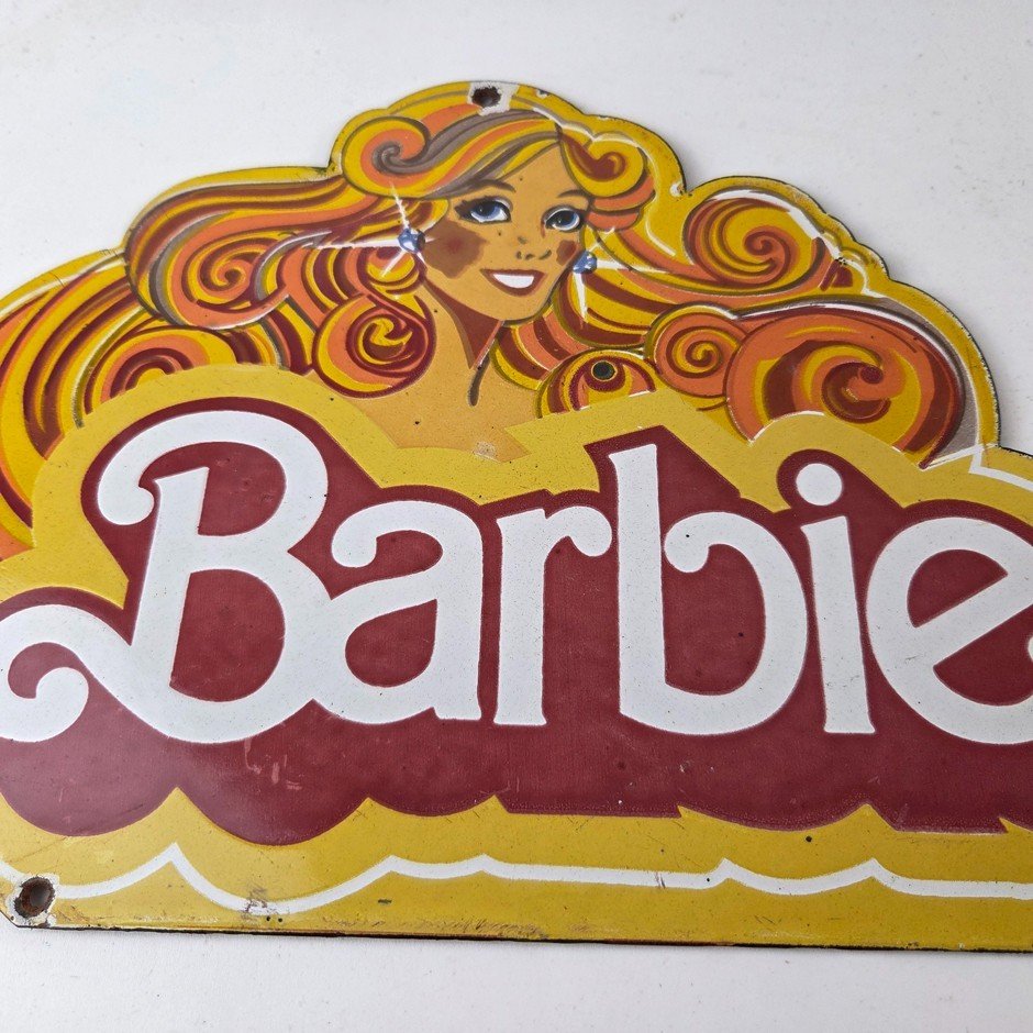 Vintage Barbie Mattel Toys Sign - Porcelain Advertisement Store Gas Pump Sign - Image 4