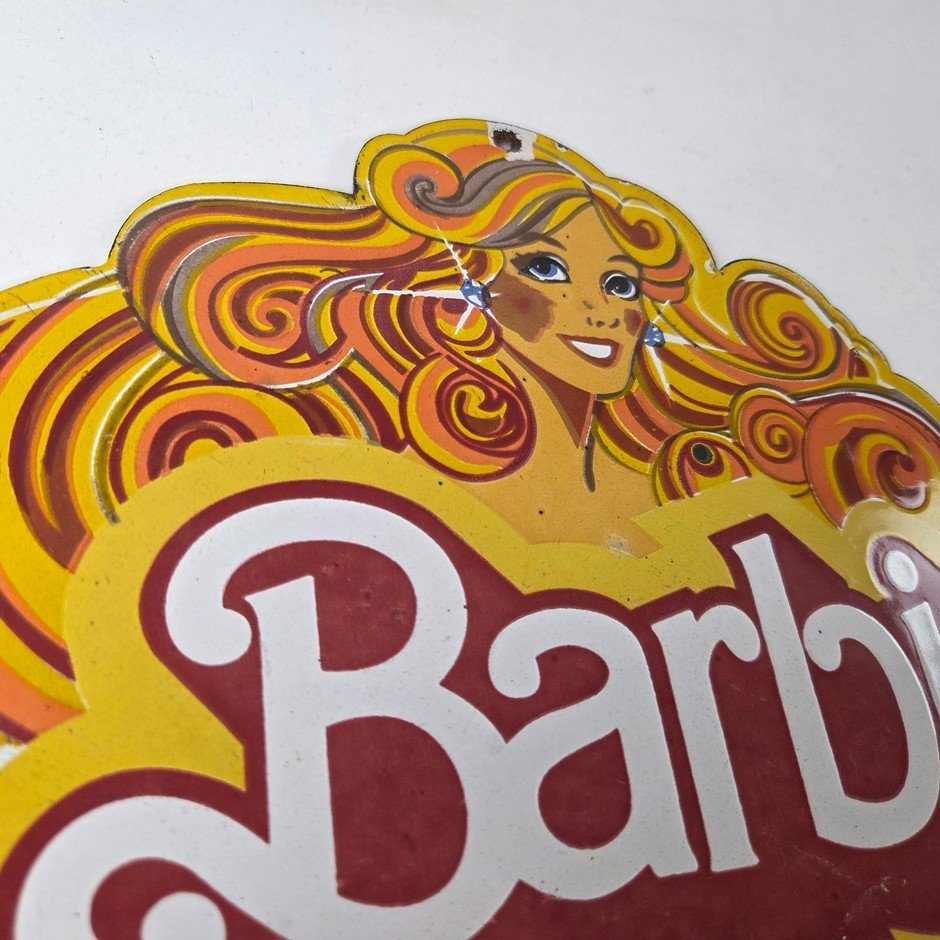 Vintage Barbie Mattel Toys Sign - Porcelain Advertisement Store Gas Pump Sign - Image 5