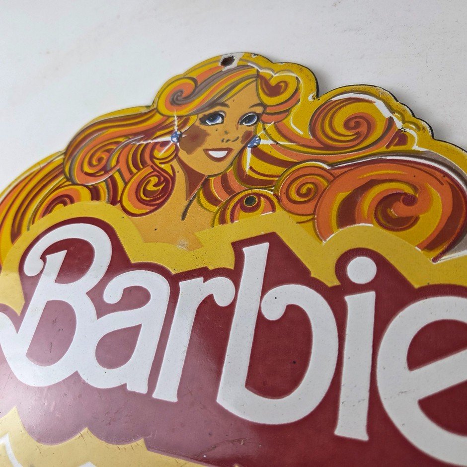 Vintage Barbie Mattel Toys Sign - Porcelain Advertisement Store Gas Pump Sign - Image 8