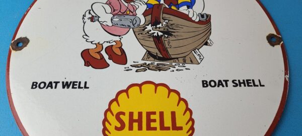 Vintage Boat Shell Gasoline Sign Walt Disney Old Wooden Boat Gas Oil Pump Sign 305767087656 3