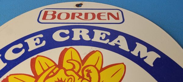 Vintage Bordens Ice Cream Sign Porcelain Gas Pump Dairy Cow Milk Service Sign 305477173206 12