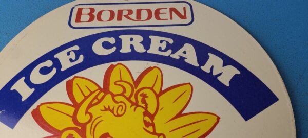 Vintage Bordens Ice Cream Sign Porcelain Gas Pump Dairy Cow Milk Service Sign 305477173206 2