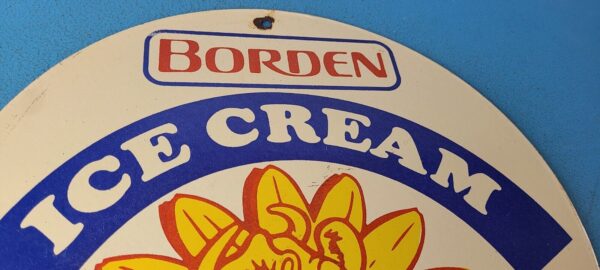 Vintage Bordens Ice Cream Sign Porcelain Gas Pump Dairy Cow Milk Service Sign 305477173206 4