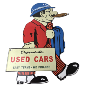 Vintage Chevrolet Sign - Large Porcelain Used Cars Cigar Gas Pump Dealer Sign