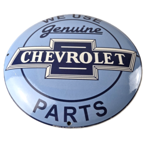 Vintage Chevrolet Sign - Porcelain Button Convex Sales Dealer Gas Oil Pump Sign