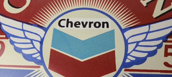 Vintage Chevron Gasoline Sign - Gas Pump Service Advertisement Porcelain Sign - Image 3