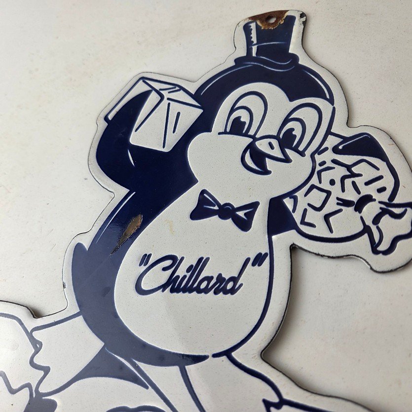 Vintage Chillard Ice Sign - Ice Cubes Chilly Willy Gas Service Porcelain Sign - Image 12