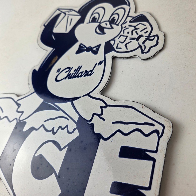 Vintage Chillard Ice Sign - Ice Cubes Chilly Willy Gas Service Porcelain Sign - Image 13