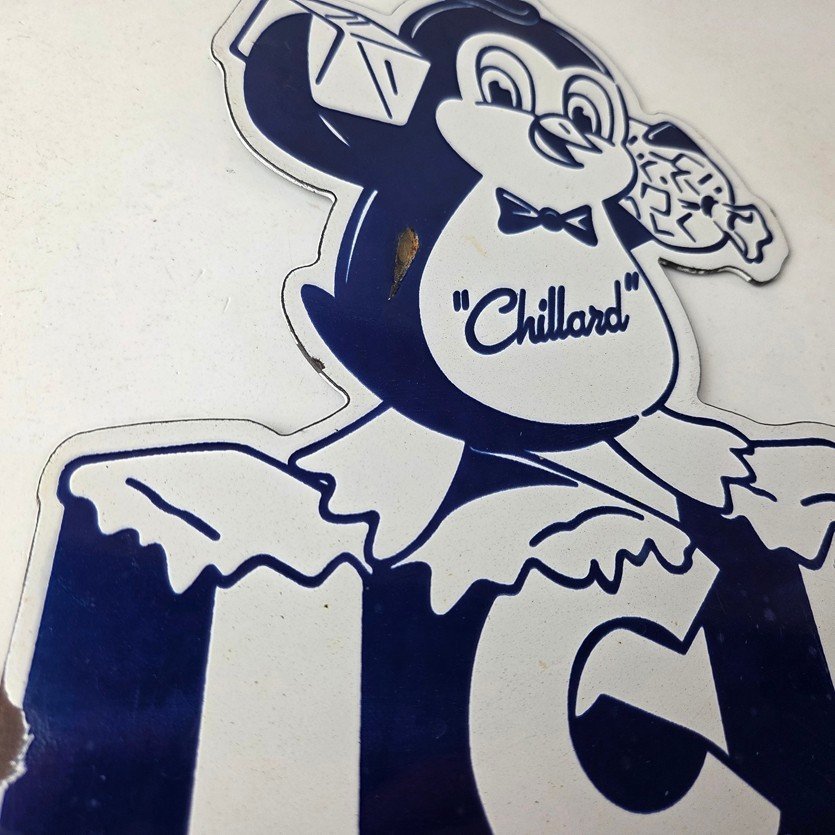 Vintage Chillard Ice Sign - Ice Cubes Chilly Willy Gas Service Porcelain Sign - Image 6