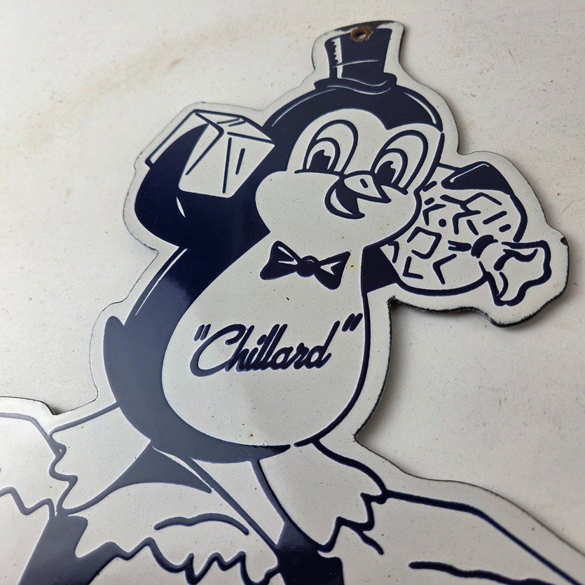Vintage Chillard Ice Sign - Ice Cubes Chilly Willy Gas Service Porcelain Sign - Image 12