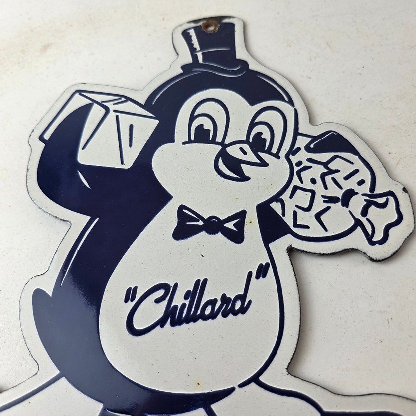 Vintage Chillard Ice Sign - Ice Cubes Chilly Willy Gas Service Porcelain Sign - Image 3
