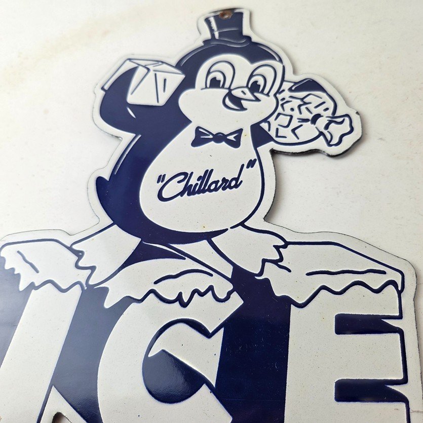 Vintage Chillard Ice Sign - Ice Cubes Chilly Willy Gas Service Porcelain Sign - Image 4