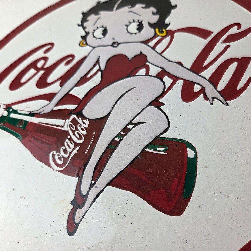 Vintage Coca Cola Sign - Betty Boop Bottle Doll Gas Pump Porcelain Sign - Image 4