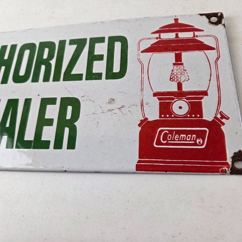 Vintage Coleman Sales Sign - Gas Auto Dealer Garage Shop Porcelain Sign - Image 4
