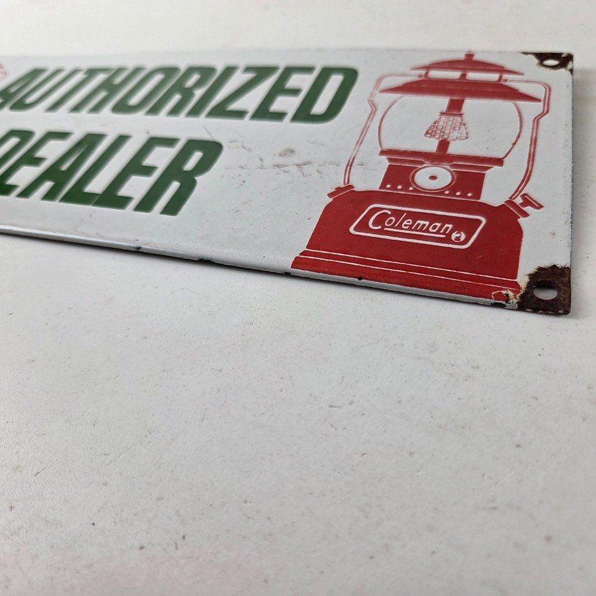 Vintage Coleman Sales Sign - Gas Auto Dealer Garage Shop Porcelain Sign - Image 10