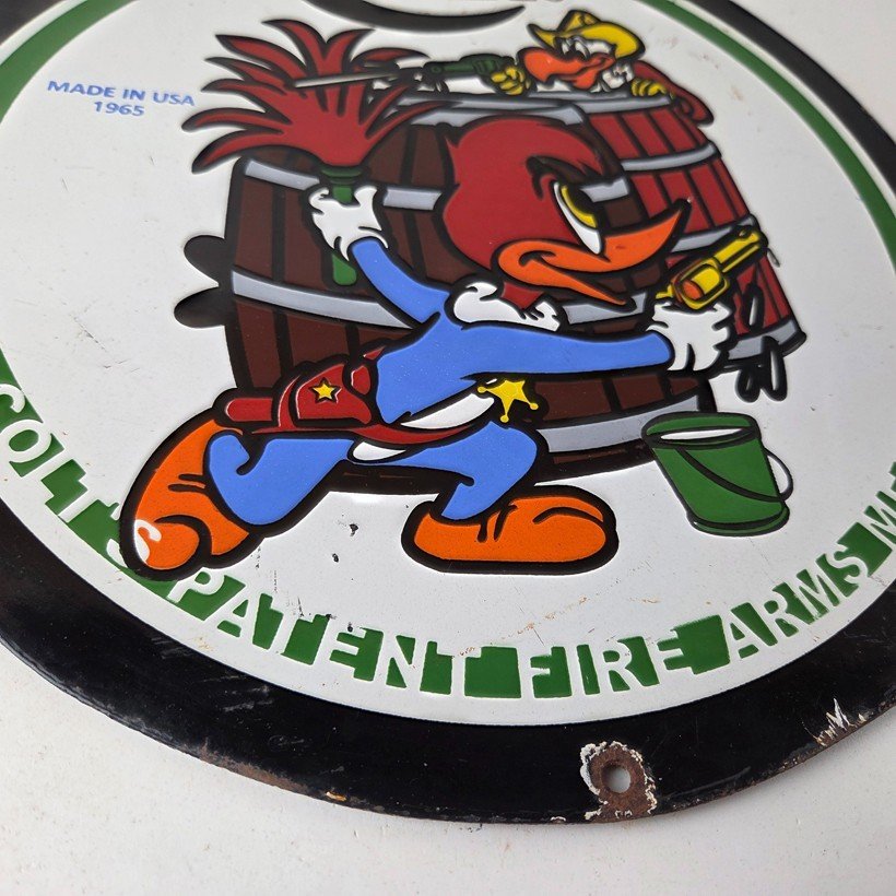 Vintage Colt Firearms Sign - Porcelain Pistols Guns Ammo Gas Pump Service Sign - Image 11