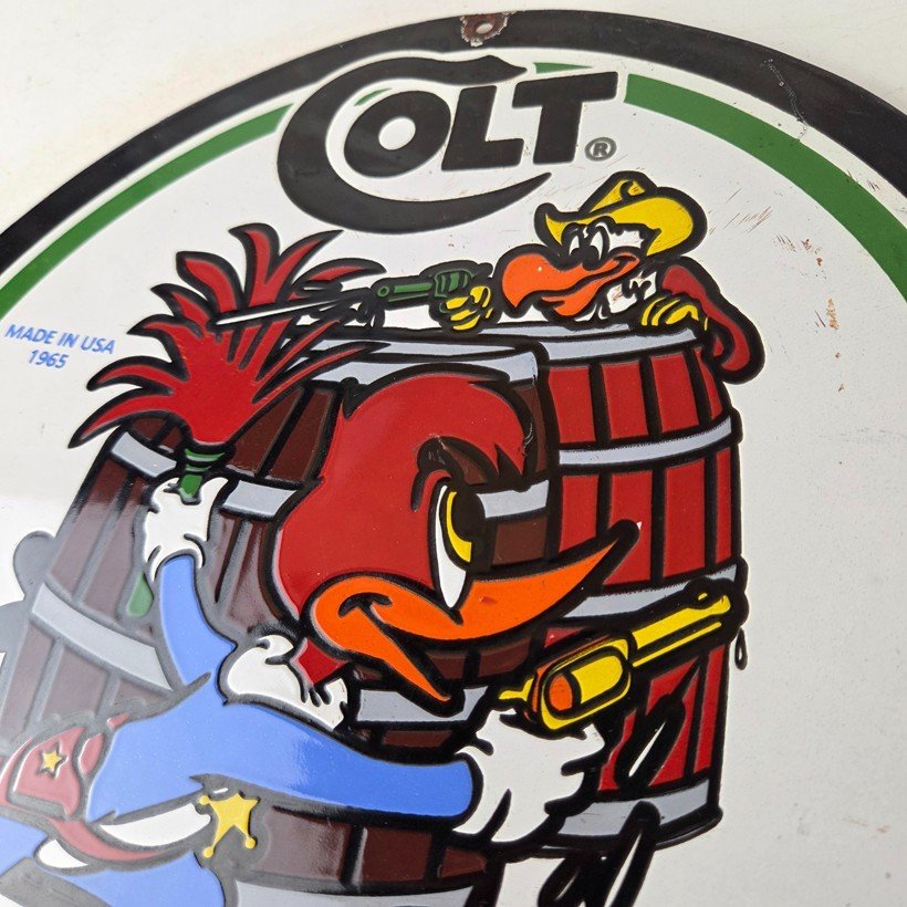 Vintage Colt Firearms Sign - Porcelain Pistols Guns Ammo Gas Pump Service Sign - Image 12