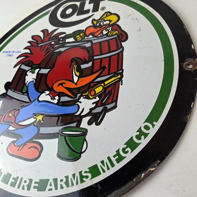 Vintage Colt Firearms Sign - Porcelain Pistols Guns Ammo Gas Pump Service Sign - Image 13