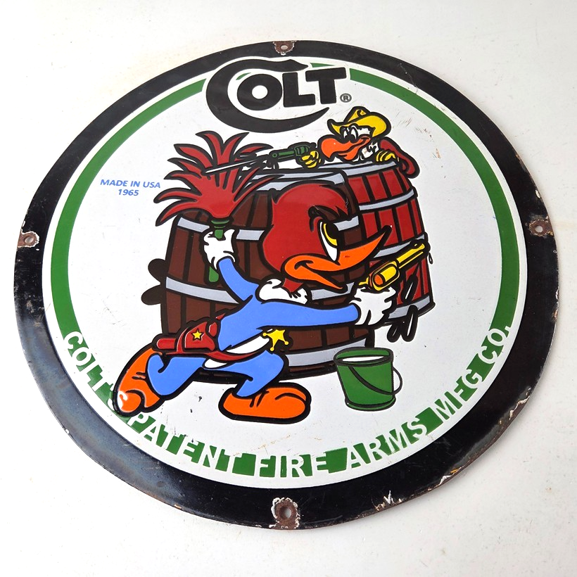 Vintage Colt Firearms Sign - Porcelain Pistols Guns Ammo Gas Pump Service Sign - Image 15