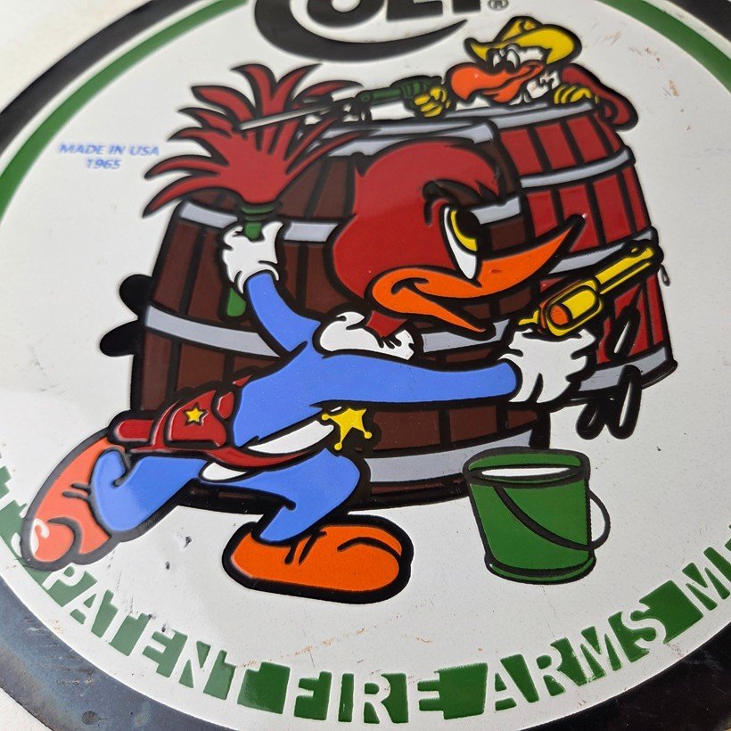 Vintage Colt Firearms Sign - Porcelain Pistols Guns Ammo Gas Pump Service Sign - Image 4