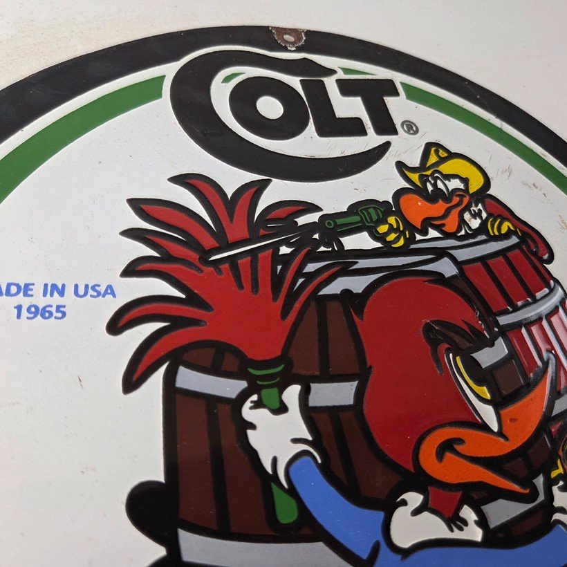 Vintage Colt Firearms Sign - Porcelain Pistols Guns Ammo Gas Pump Service Sign - Image 5