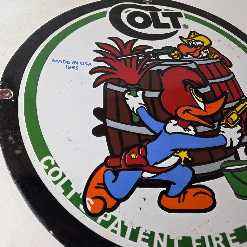 Vintage Colt Firearms Sign - Porcelain Pistols Guns Ammo Gas Pump Service Sign - Image 6