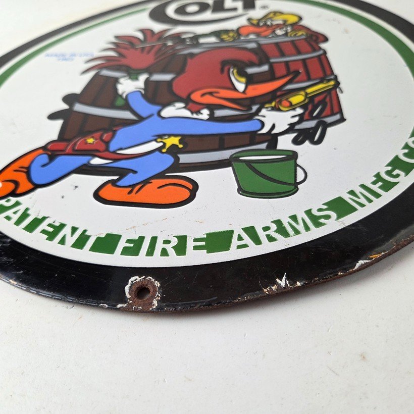 Vintage Colt Firearms Sign - Porcelain Pistols Guns Ammo Gas Pump Service Sign - Image 10