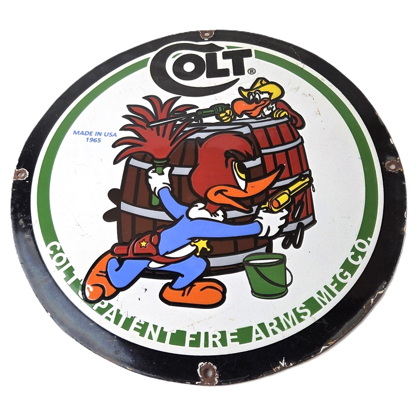 Vintage Colt Firearms Sign - Porcelain Pistols Guns Ammo Gas Pump Service Sign