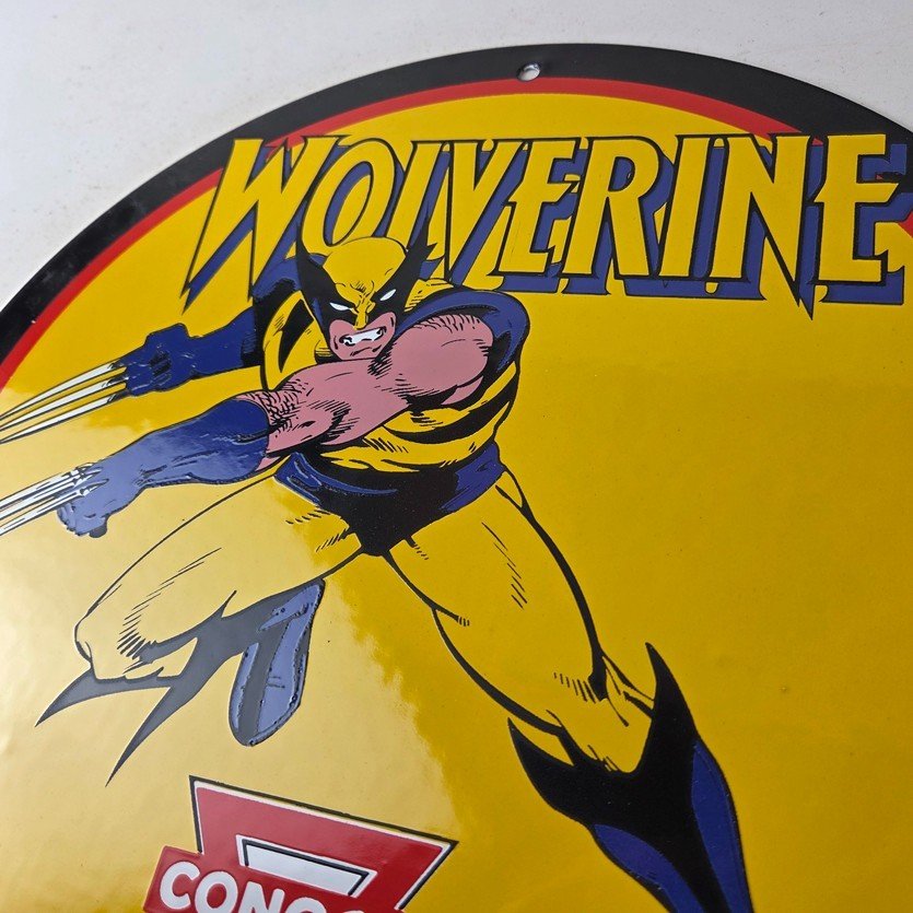 Vintage Conoco Gasoline Porcelain Sign - Wolverine X-Men Comics Gas Pump Sign - Image 12