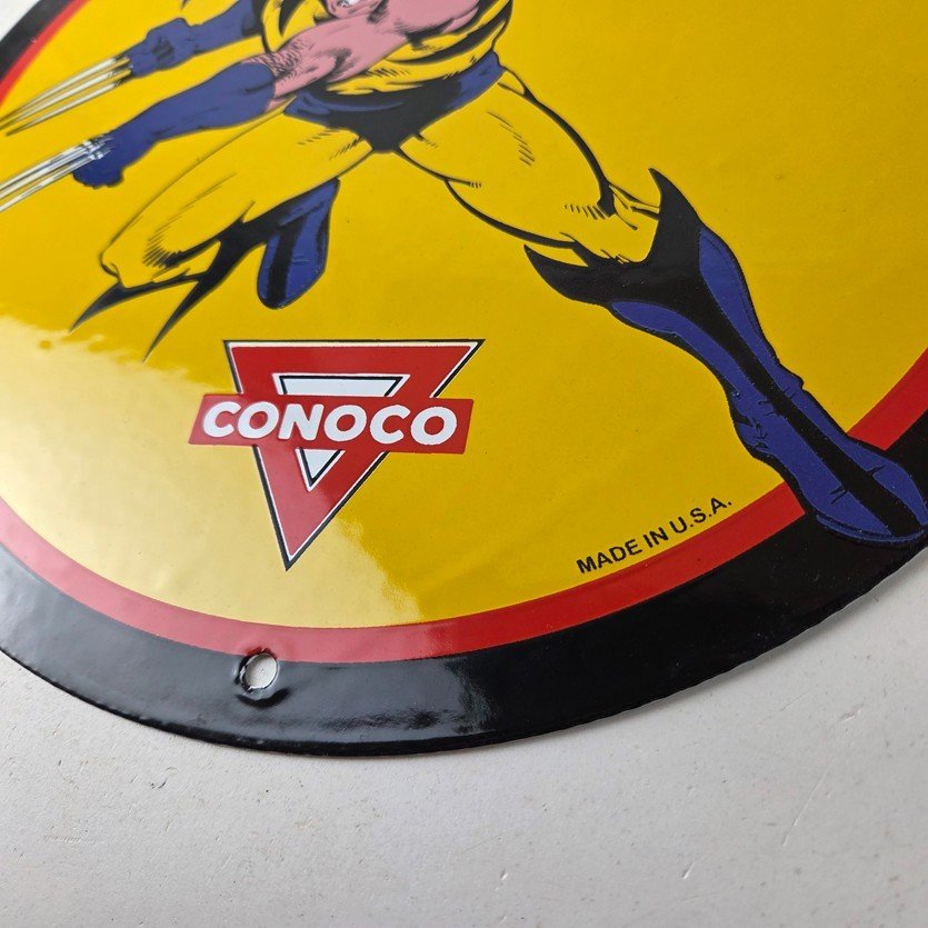 Vintage Conoco Gasoline Porcelain Sign - Wolverine X-Men Comics Gas Pump Sign - Image 14