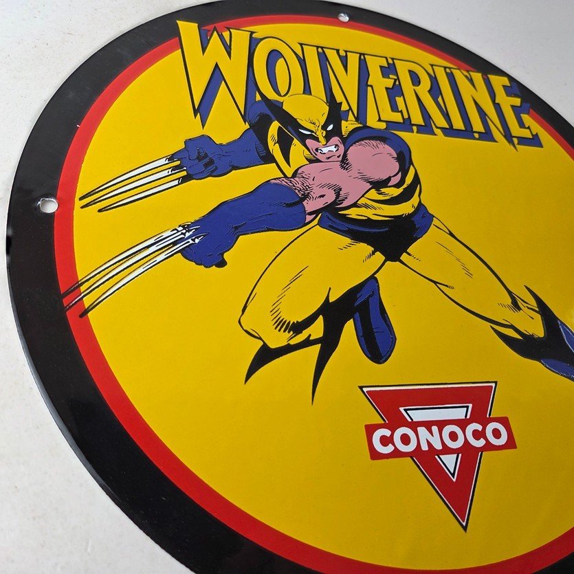 Vintage Conoco Gasoline Porcelain Sign - Wolverine X-Men Comics Gas Pump Sign - Image 6