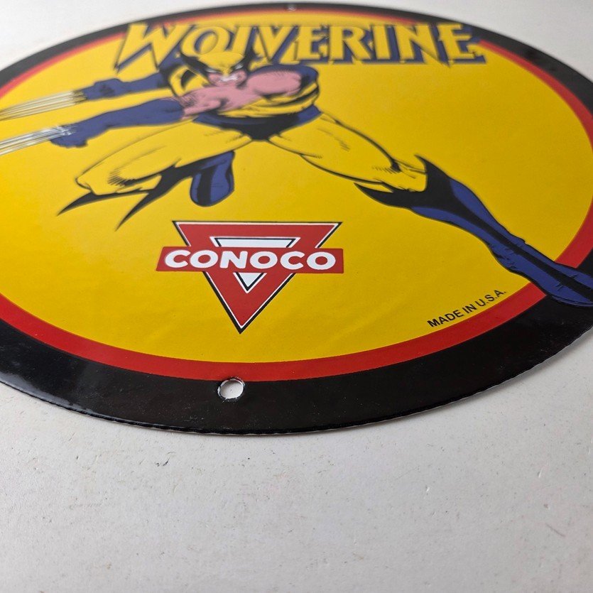 Vintage Conoco Gasoline Porcelain Sign - Wolverine X-Men Comics Gas Pump Sign - Image 10