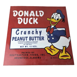 Vintage Crunchy Peanut Butter Sign - Donald Duck Porcelain Gas Service Pump Sign