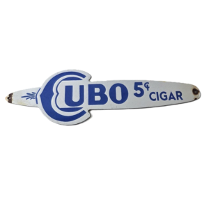 Vintage Cubo 5¢ Cigar Porcelain Sign - Shaped Cigar Advertising Sign